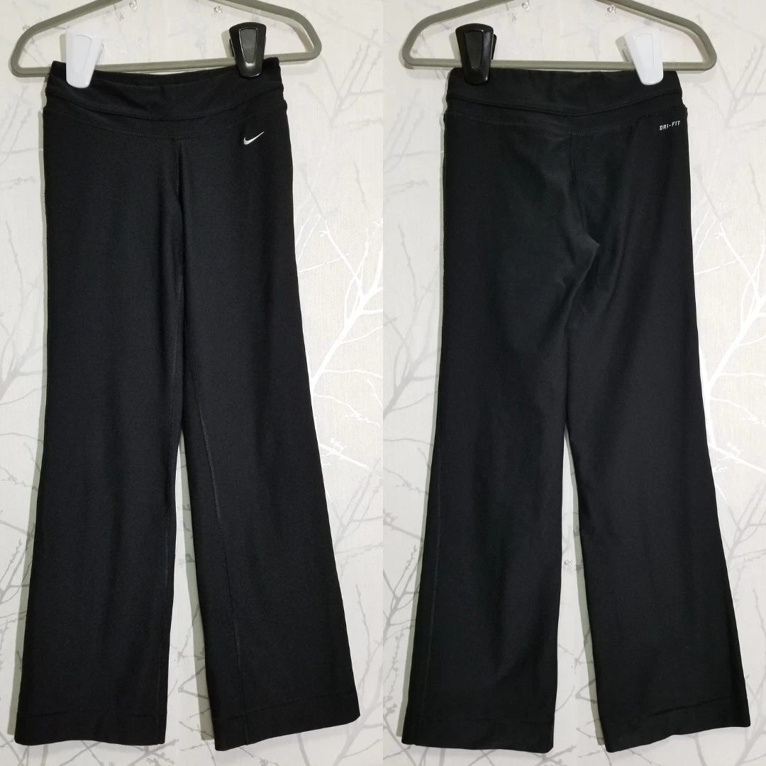 NIKE Dri-Fit Black Mid Rise Straight Leg Yoga Pants | Women's XS | 30  Inseam