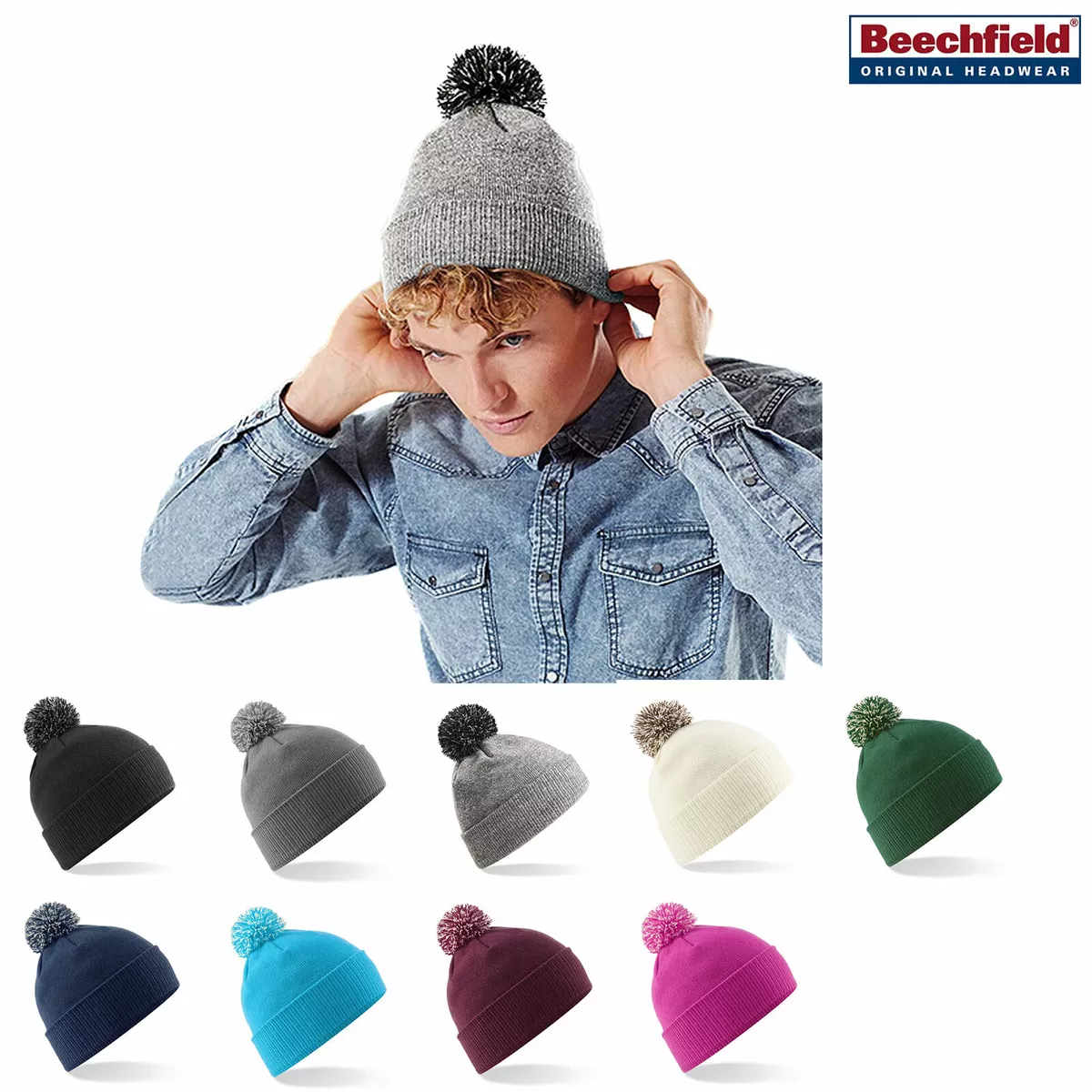 Cappello donna invernale inverno lana cuffia risvolto pon pon in