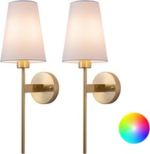 Aiehnid Wall Lights Battery Powered Sconces Set of 2,No Wiring Required Fabric W