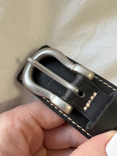 BROOKS BROTHERS Black 1 1/2" Wide Ladies Leather Belt Waist SZ Medium - Picture 6 of 6