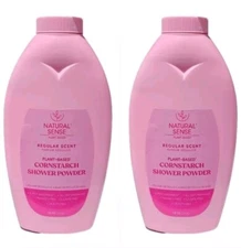 2 PACK Of Natural Sense Plant Based Regular Scent Shower Powder  10 oz