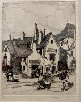 John McGrath original signed etching, Corner in Douarnenez, Brittany, France