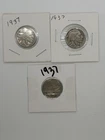 1937 PDS Buffalo Nickels Set Of 3 Coins As Pictured