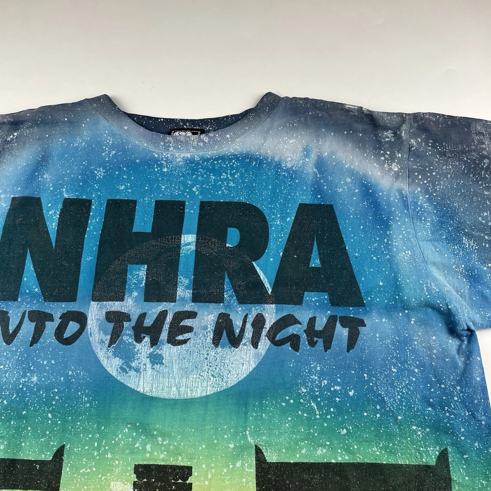 Camisa De Colección Años 90 NHRA Into The Night AOP Asociación Nacional Hot Rod Para Hombres Grande Foto 4 de 4