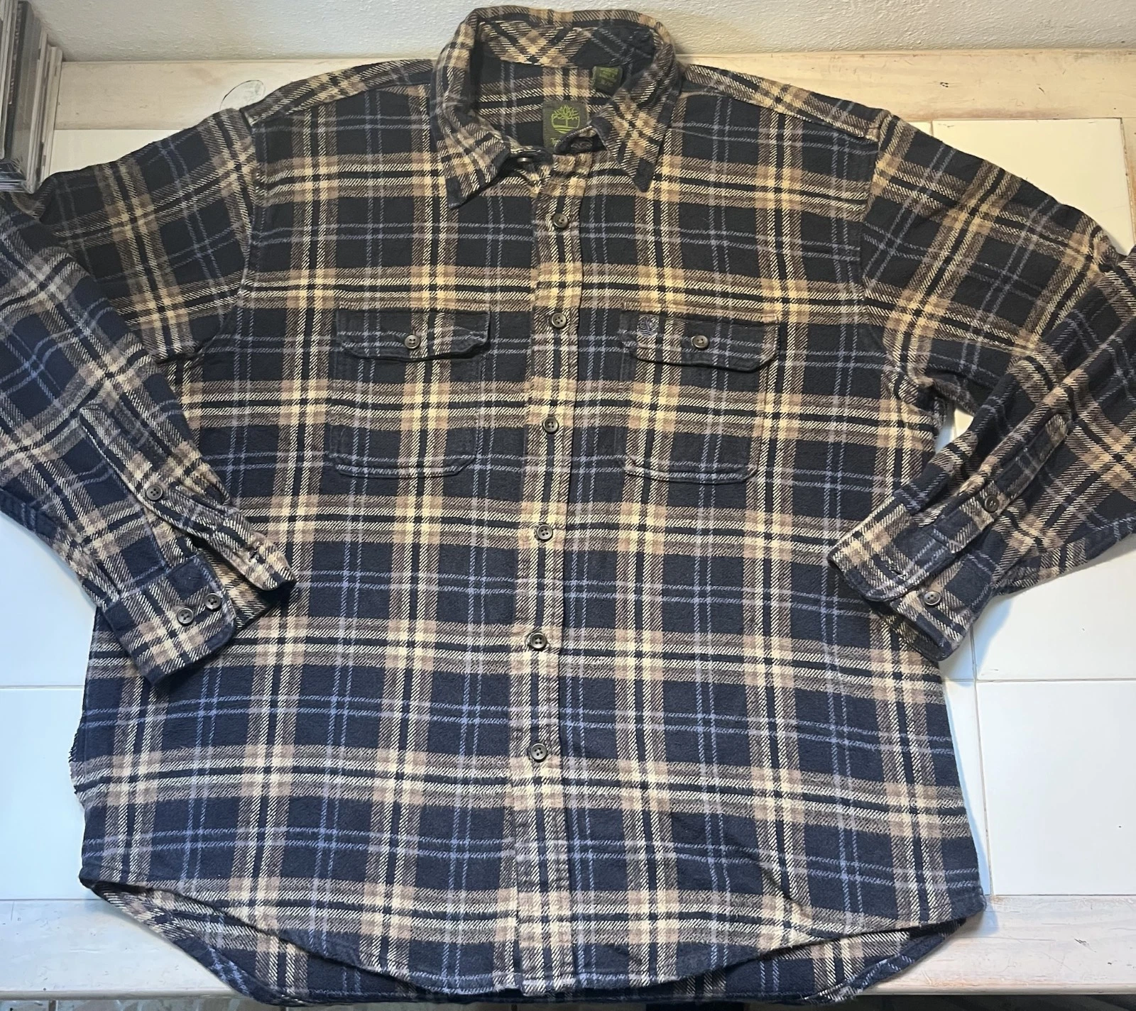 Timberland Men’s XL Plaid Flannel Shirt Long Sleeve Button Front Outdoor Workwea
