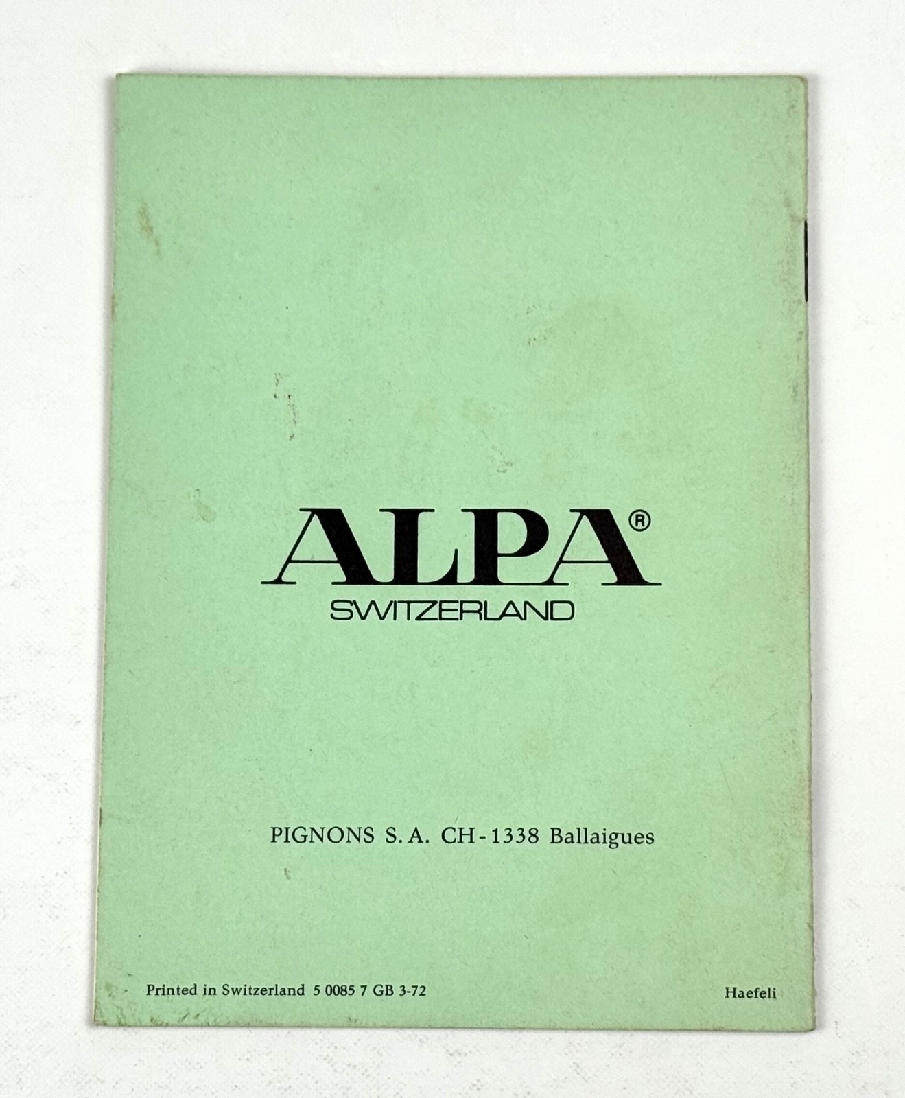 Alpa 10d Camera INSTRUCTION MANUAL USERS GUIDE / OPERATING MANUAL