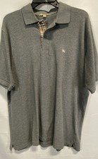 Burberry Men's Gray Polo Shirt Nova Check Placket Short Sleeve Logo Sz L