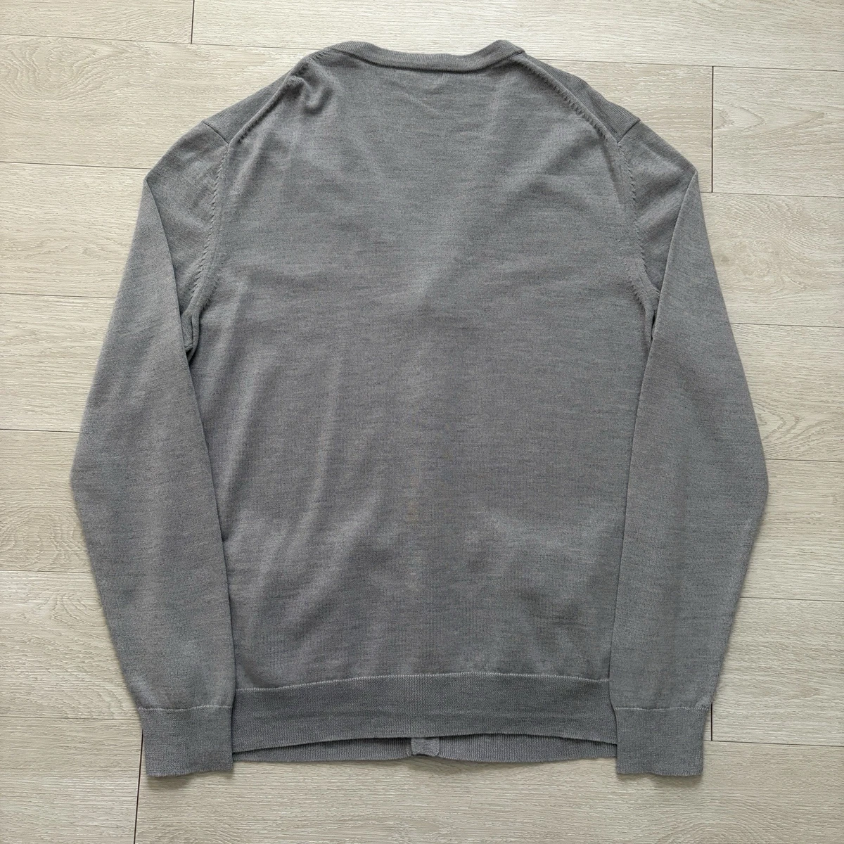 Cárdigan Jersey Fred Perry Clásico Para Hombre Talla Extra Grande Gris Lana Algodón