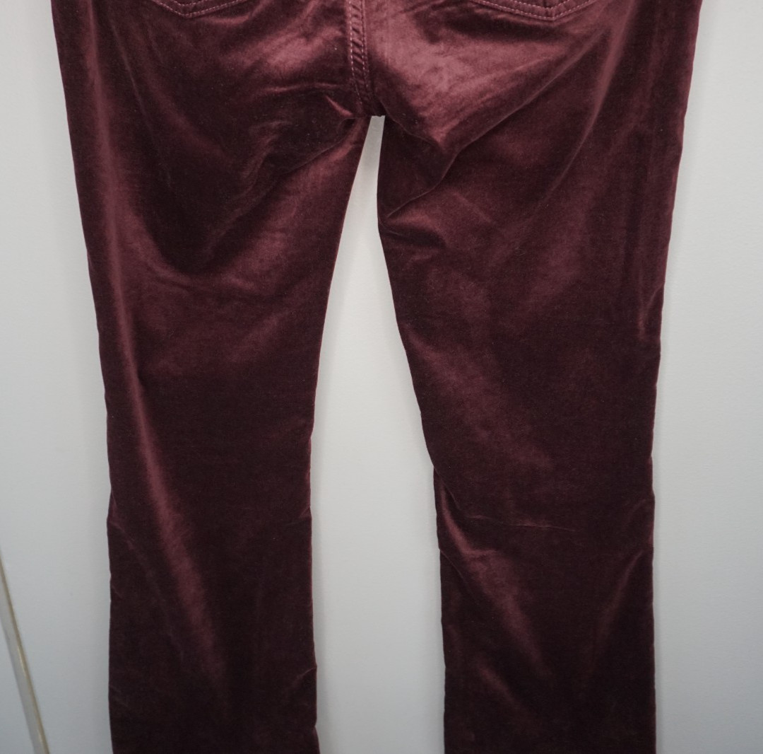 AG Women Pants Farrah Boot Crop Velvet Mid Rise Pants in Pinot Noir size 27 thumbnail 11