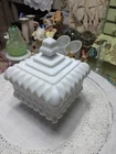 Vintage Westmoreland Milk Glass Square Lidded Wedding Box
