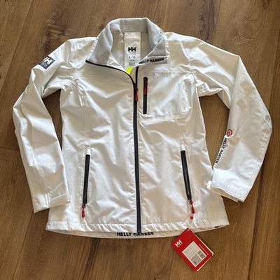 NEW Helly Hansen Crew Jacket Womens L White Lined Waterproof Breathable Sailing