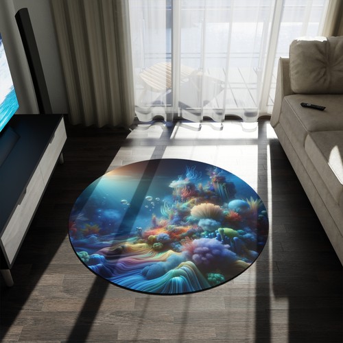 Oceanic Dream Round Rug, Boho Home Decor, Soft Area Rug, Coastal Vibes Living - 第 4/5 張圖片