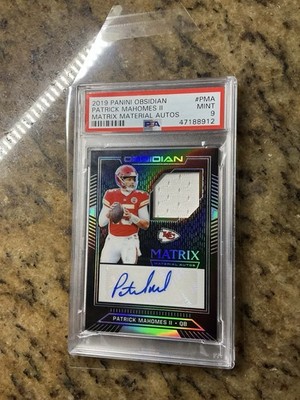 PATRICK MAHOMES 2019-20 Obsidian Matrix Patch “Vintage Mahomes” Auto #/25 PSA 9