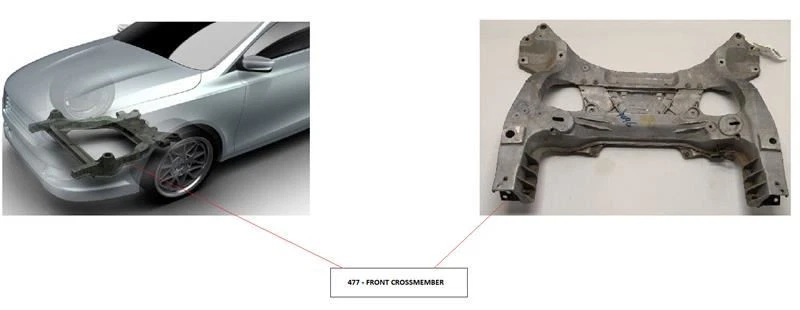 FRONT CROSSMEMBER SUBFRAME 2466201200 2014-2019 MERCEDES-BENZ CLA250 Foto 2 de 4