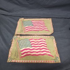 2 United States Felt Tobacco Flags 8.25 x 5.5 Vintage 48 Stars