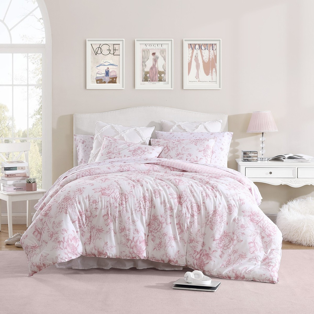 Laura Ashley Cotton Comforter & Sham Sets (Delphine-Mauve