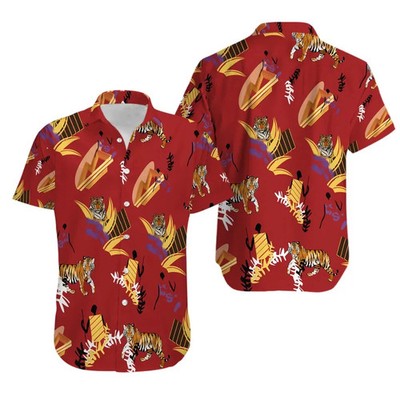 Tony Montana s red Hawaiian shirt, tropical prints and fierce tigers, Scarface