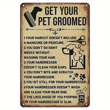 Pet grooming painting pet grooming gifts for Tin Metal Signs Home Décor 8x12 
