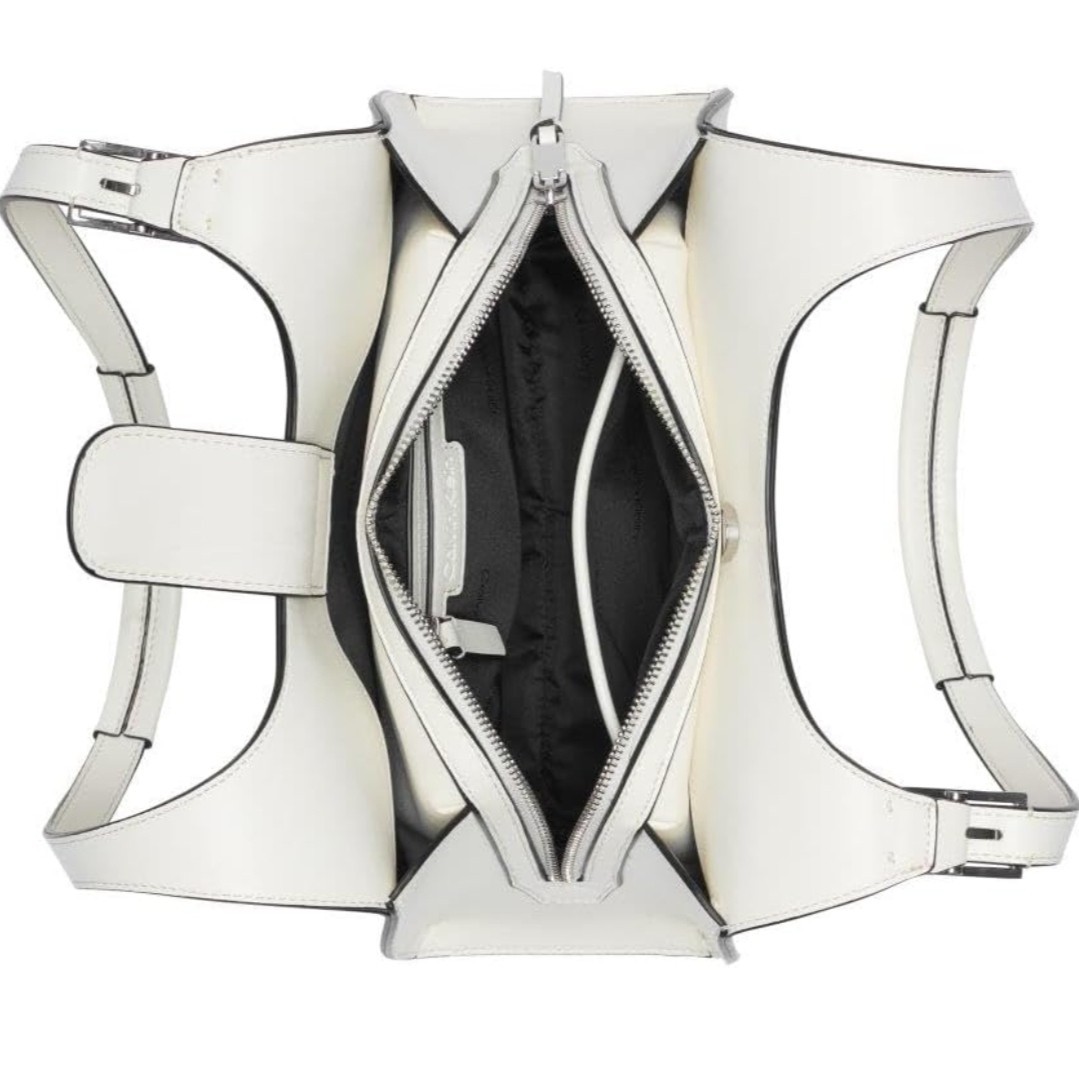 Calvin Klein Quill Triple Compartment Satchel Cherub White - NEW (RRP $299) image 3