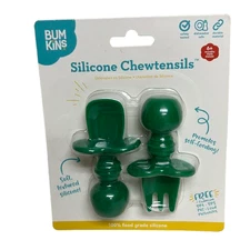 Bumkins Baby Feeding Chewtensils, spoon Set, Utensils Ages 6 Mos+ (Jade)