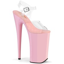 Pleaser 10 Inch Heel Platform Ankle Strap Clear Sandal Bey008 C B