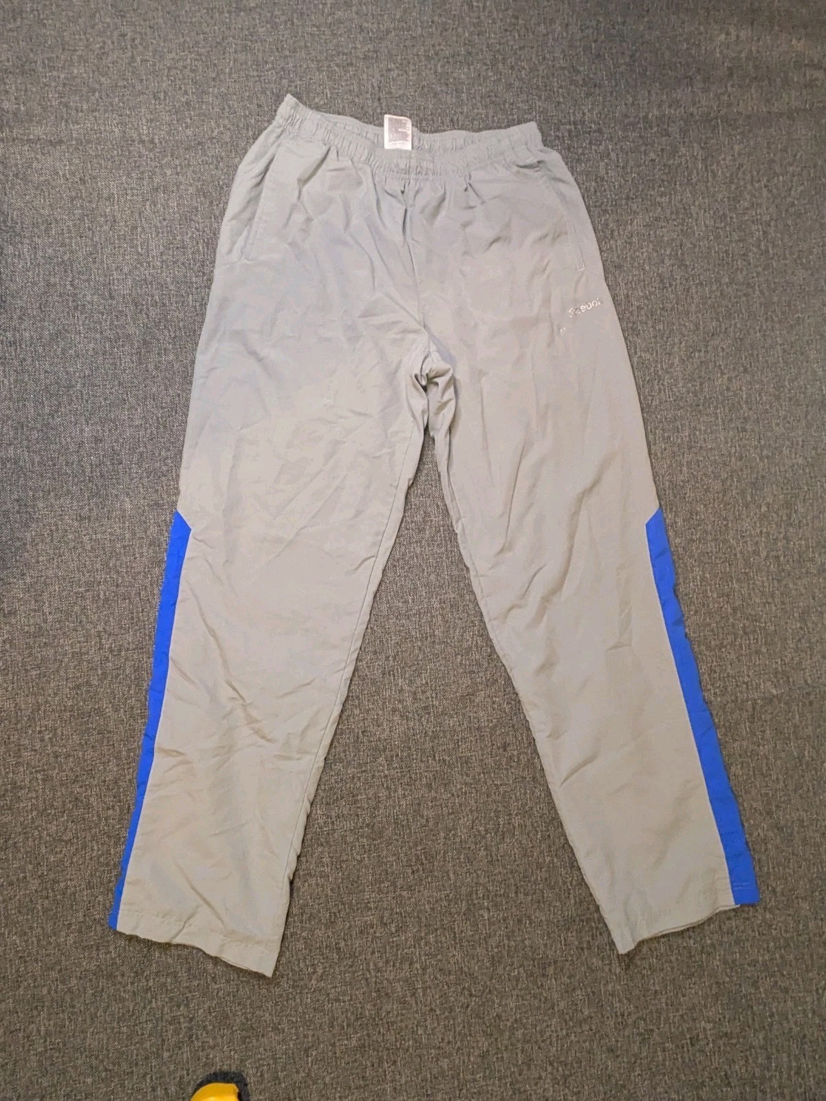 Reebok Y2K Pants Men's Medium Gray & Blue Warm Up Sweats Athletic Joggers Sports