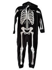 Skeleton Footless Zip-up One-Piece Pajama Halloween Costume Child Medium