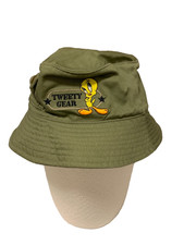 Tweety Gear Looney Tune Bucket Hat in Military Green with a tiny Pocket 1999