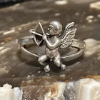 Vintage Sterling Silver Cupid Split Shank Ring Size 8.75