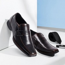 Men's Loafers Dress Classic Square Toe Formal Oxfords Slip On Shoes-Black