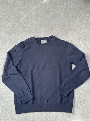 McNeal Herren Pullover - dunkelblau - Rundhals-Ausschnitt - Gr. L Cotton Stretch