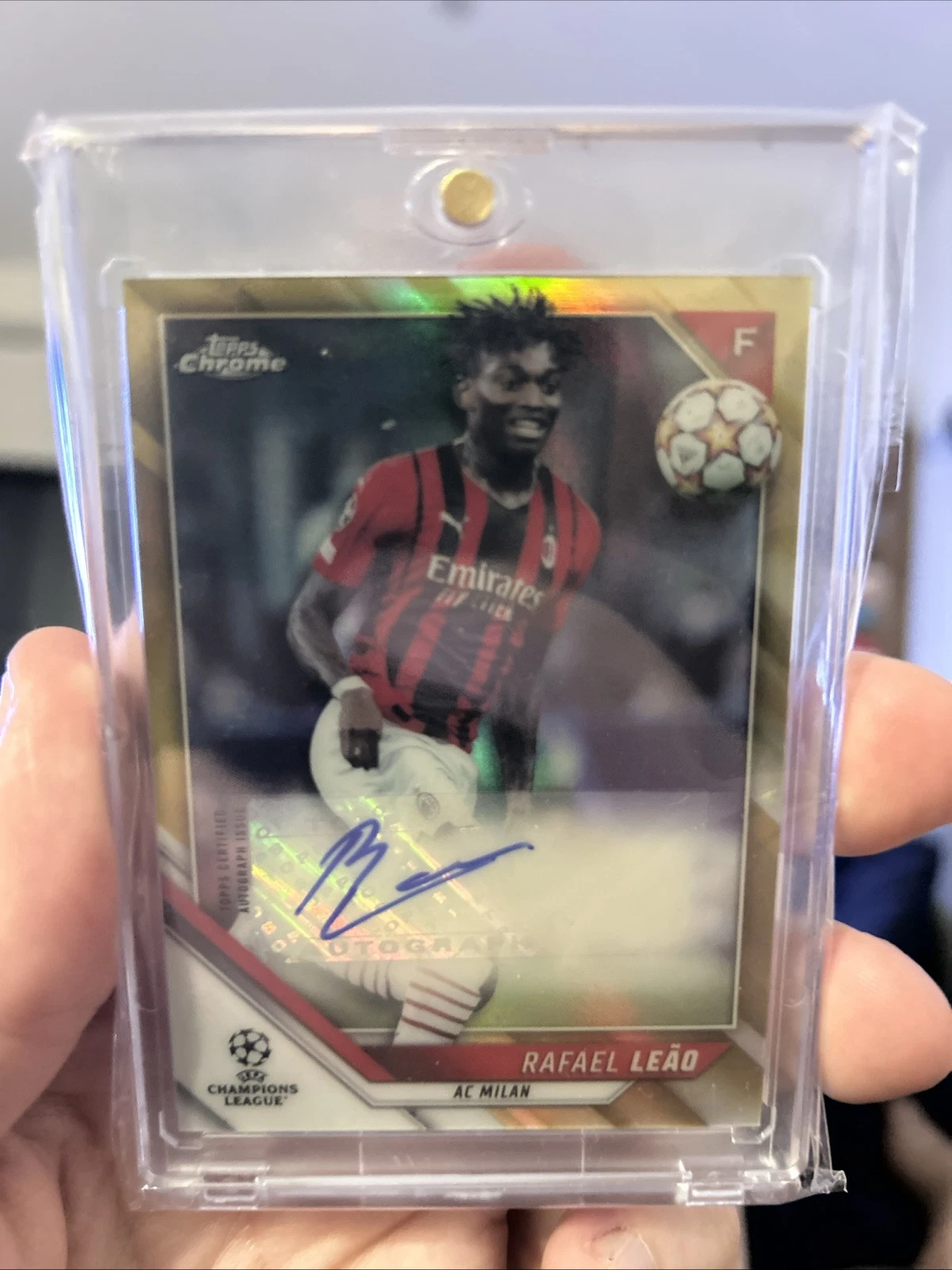 2021-22 Topps Chrome UEFA UCL Rafael Leao Gold Auto 44/50 Rare
