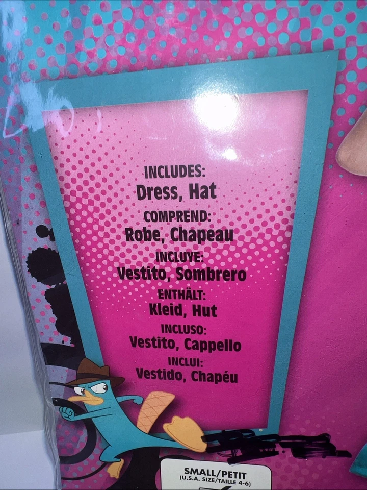 NIP Disney Agent Perry Costume Phineas & Ferb Child Size Small 4-6 Hat and Dress - Image 3 of 4