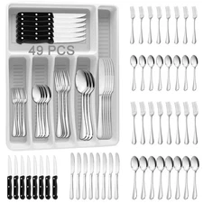 49 PCS Silverware Set, Organizer, Service for 8, Flatware, Cutlery, Knives