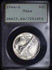 1944 S Walking Liberty Half Dollar 50C - PCGS MS64 Old Rattler Holder - SKU:CD#5