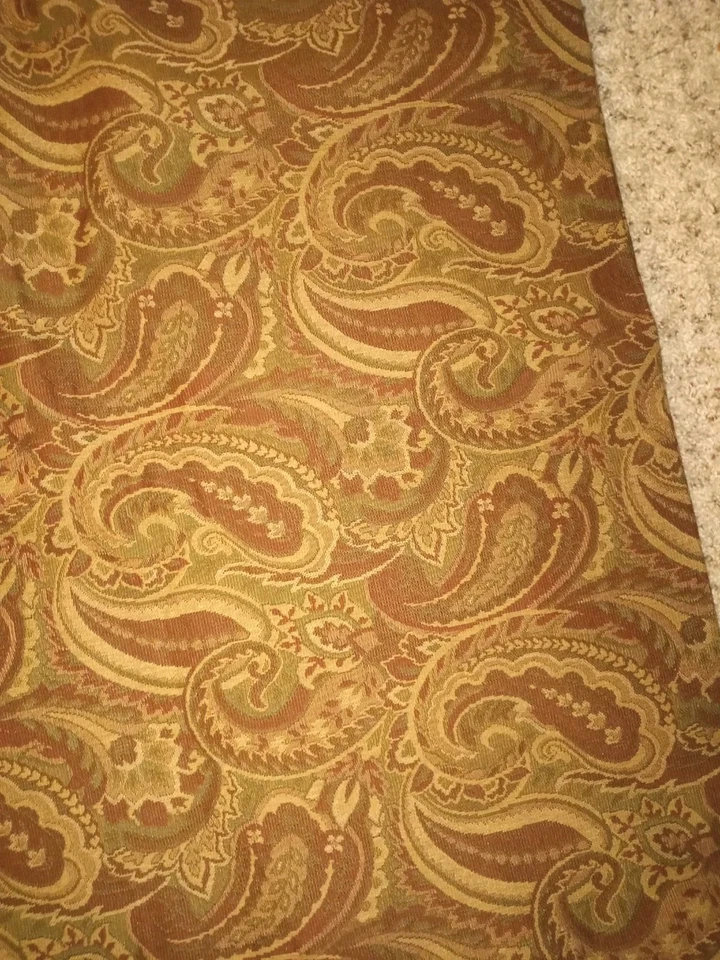 Paisley Scroll Woven Tapestry Style Upholstery Fabric Br Rust Grn 55w X 3.75 Yds - Image 4 of 4