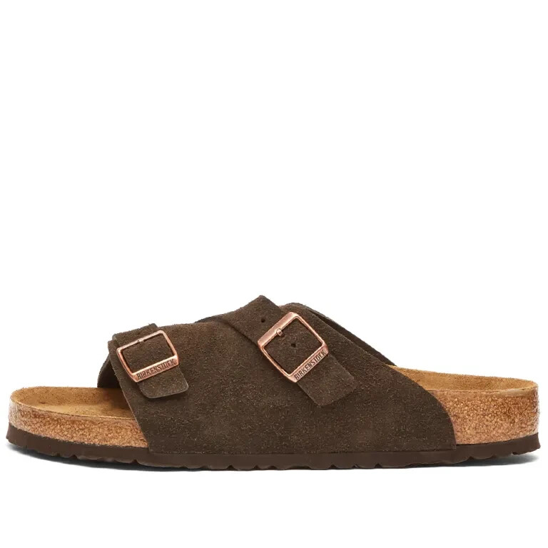 MENS BIRKENSTOCK ZURICH SUEDE SLIDER SANDALS - UK SIZE 9 - MOCCA