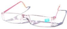 Vintage 90's Small Rectangle Rimless Half Frame Reading Sunglasses 1.75 Pink
