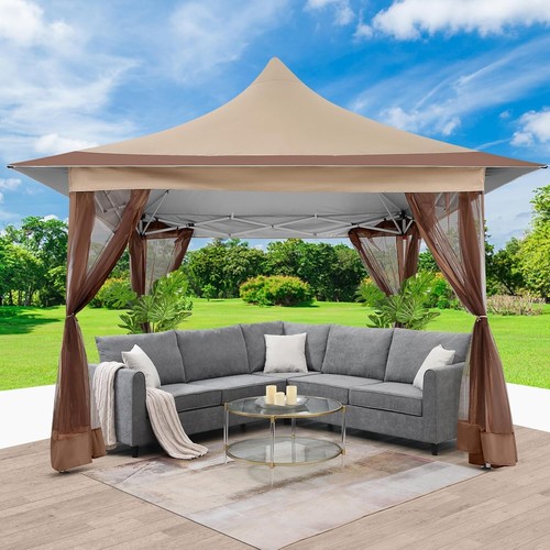 Carpa con dosel HOTEL 12'x12' Pop Up Gazebo con mosquiteros jardín exterior\\ - Imagen 8 de 40