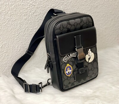 Disney X Coach Track Pack In Signature Canvas With Patches CC113