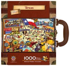 TEXAS Collectible Suitcase Luggage Box 1000 Piece 19" X 27" Jigsaw Puzzle NEW