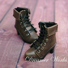 Brown Pointed-toe Leather Shoes High Heeled Boots for 1/4MSD 1/3SD BJD Doll LUTS