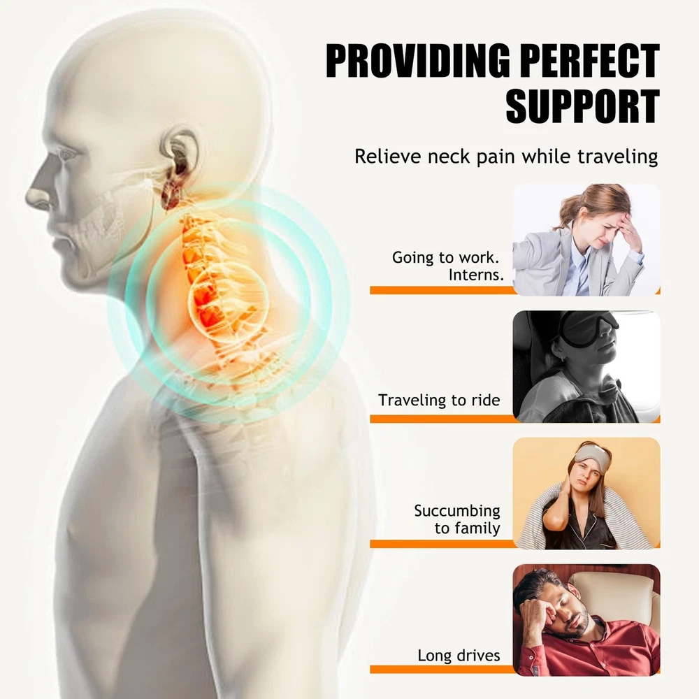 Memory Foam Travel Neck Pillow for Head Support – Fast Shipping