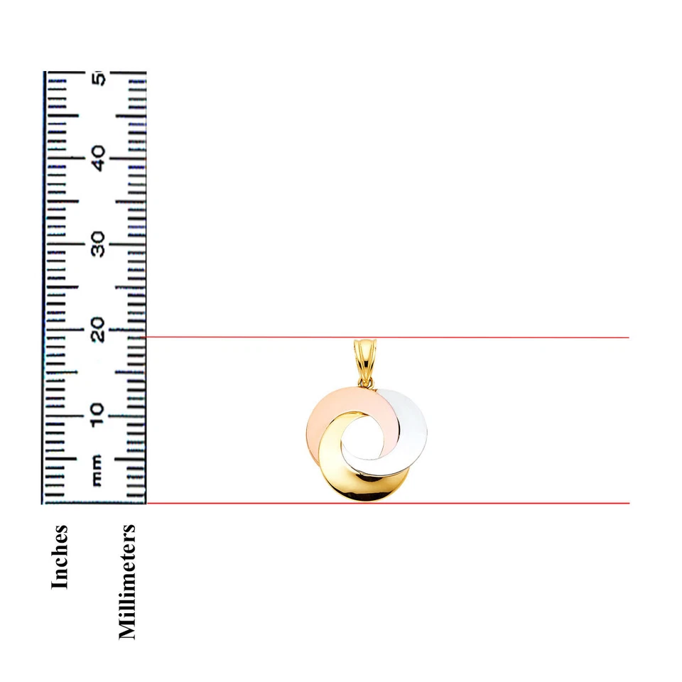 14K Solid Tri Color Gold Love Circle Pendant For Women Men Love Circle Pendant - Image 2 of 3