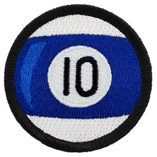 10 Ball Patch - Billiards Patch - 2" Round Embroidered Pool Patch