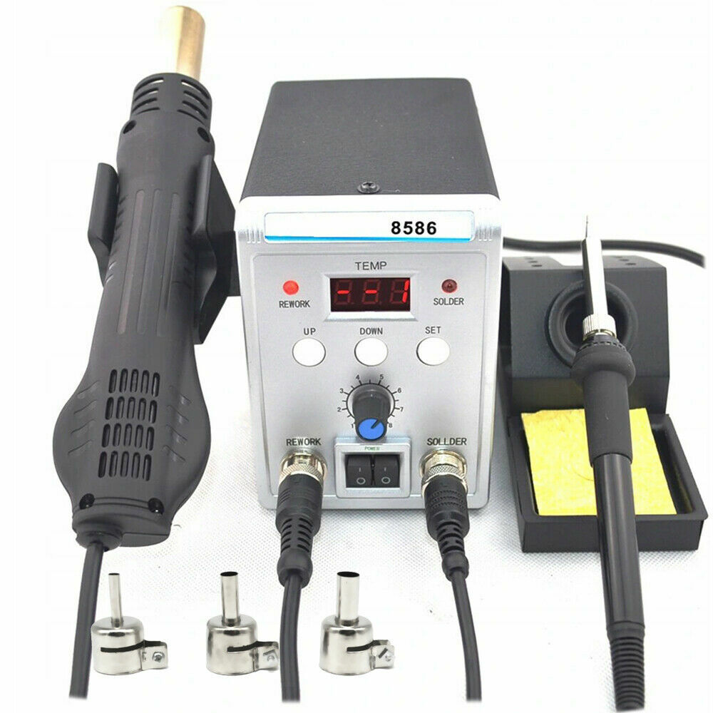 Stazione Saldante Ad Aria Calda 2 In 1 Da 700W - Controllo Temperatura 100-500°C, Con Saldatore E Pistola Termica - Ideale Per Rework SMD E Elettronica