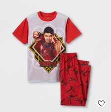 Boys Marvel Shang Chi 2 piece Short Sleeve Top and Pants Pajama Set XS