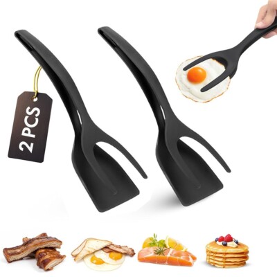 2x 2 in 1 Flip Utensils Non Stick Egg Omelette Kitchen Spatula Cooking Cook Tool