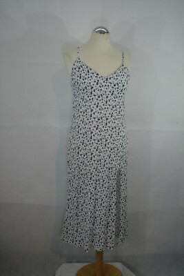 Tolles Reformation Maxikleid in Weiß/Blau   Gr.4  355/1/111   *bitte messen*