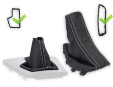 SCHALTMANSCHETTE HANDBREMSSACK FUR BMW X3 E83 automatik LEDER NAHT WEISS +RAHMEN